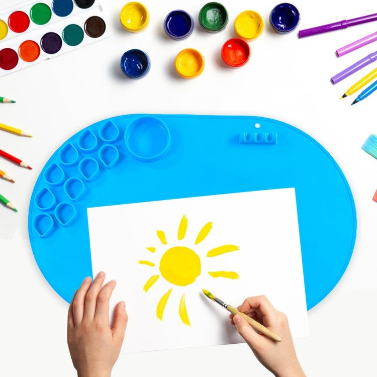 59 x 40cm  Oval Silicone Painting Pad Art Mat for Drawing Clay(Blue) - free shipping - PMc TechLife - Order now!