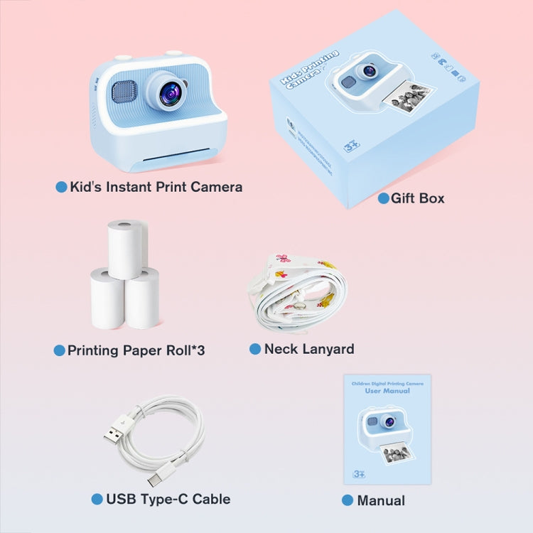 M8 2.4-Inch 1080P HD 2400W Pixel Dual-Camera Children Thermal Printing Camera, Color: Blue+32GB - Children Cameras by PMC Jewellery | Online Shopping South Africa | PMC Jewellery | Buy Now Pay Later Mobicred