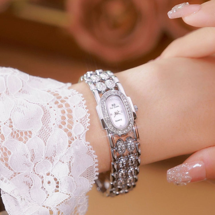 BS Bee Sister Stainless Steel Ladies Bracelet Watch Diamond Wristwatch(Classic Silver) - Metal Strap Watches by BS Bee Sister | Online Shopping South Africa | PMC Jewellery | Buy Now Pay Later Mobicred