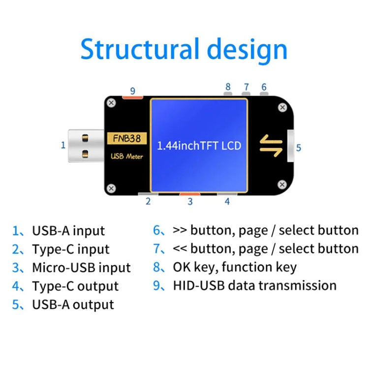 FNIRSI FNB38 USB Voltage And Current Meter Capacity Fast Charging Protocol Tester(Black) - Current & Voltage Tester by FNIRSI | Online Shopping South Africa | PMC Jewellery | Buy Now Pay Later Mobicred