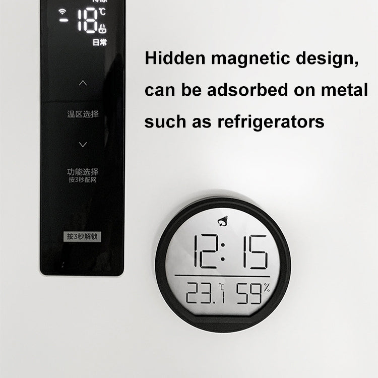 Slim Magnetic Thermometer And Hygrometer Clock Home Wall-Mounted Electronic Clock(Black) - Wall Clock by PMc TechLife | Online Shopping South Africa | PMc TechLife | Buy Now Pay Later Mobicred