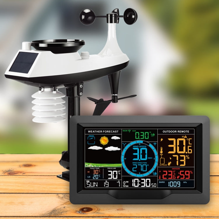 Wireless Weather Station Wind Speed Rain And Wind Direction Detection Weather Forecast Clock(Black) - Indoor Thermometer by PMC TechLife | Online Shopping South Africa | PMC TechLife | Buy Now Pay Later Mobicred
