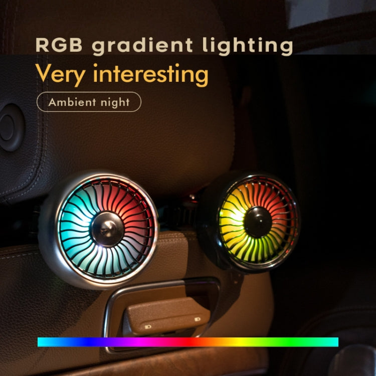 FE052 RGB Color Light USB Plug-in Clip-on Car Rear Seat Headrest Fan(Black) - Heating & Fans by PMC TechLife | Online Shopping South Africa | PMC TechLife | Buy Now Pay Later Mobicred