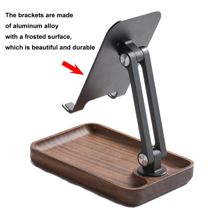 Walnut Desktop Mobile Phone Stand Lifting Folding Tablet Holder with Tray Base - free shipping - PMc TechLife - Order now!