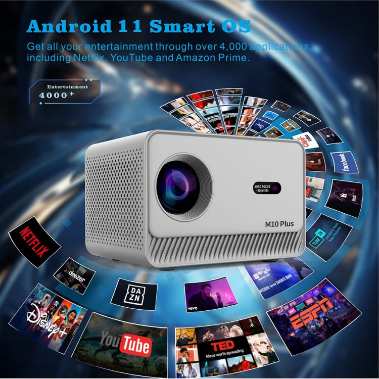 M10 Plus 1280x720P Projector 2.4G / 5G WIFI Bluetooth 5.2 Android 11 System Home Cinema UK Plug - Mini Projector by PMC TechLife | Online Shopping South Africa | PMC TechLife | Buy Now Pay Later Mobicred