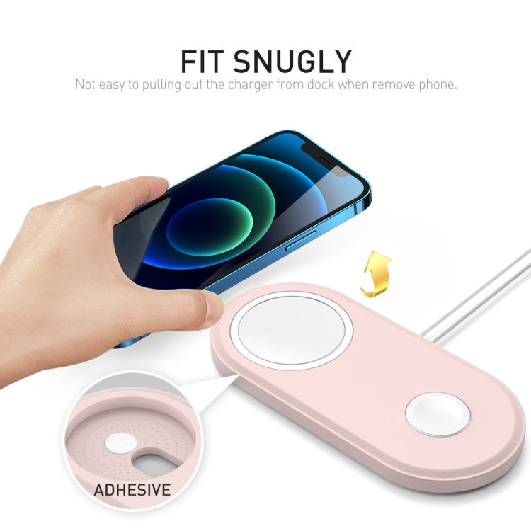 For Apple Watch / iPhone AhaStyle PT135 2 In 1 Silicone Wireless Charging Base(Grey) - Charger / Holder by AhaStyle | Online Shopping South Africa | PMC TechLife | Buy Now Pay Later Mobicred