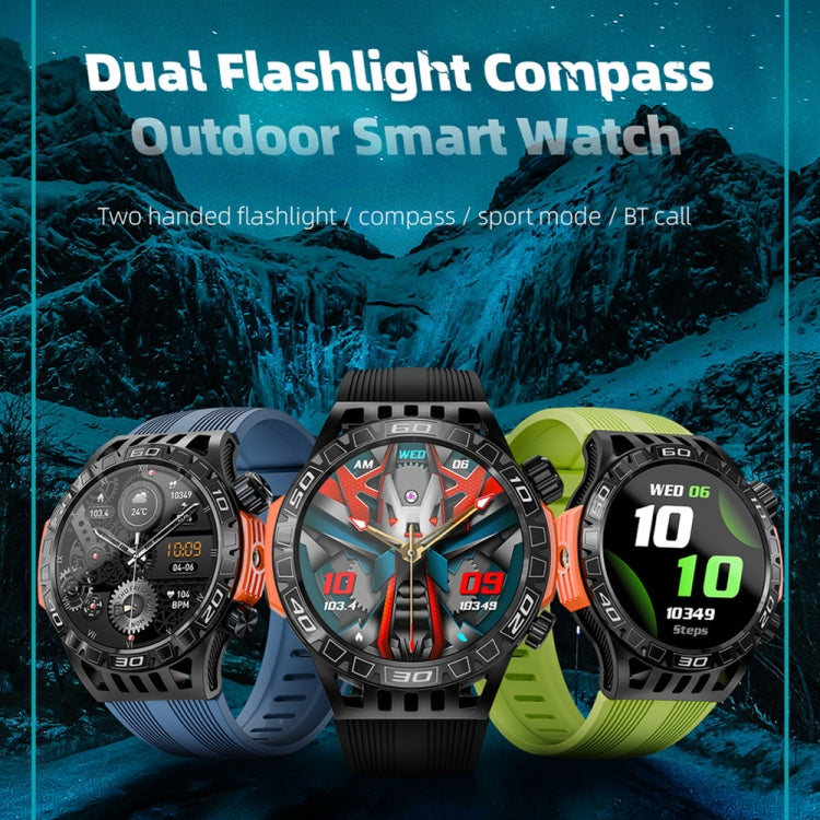 LOKMAT ZEUS6 PRO 1.46-Inch IP68 Waterproof SOS Flashlight Bluetooth Smart Watch(Black) - Smart Watches by LOKMAT | Online Shopping South Africa | PMC Jewellery | Buy Now Pay Later Mobicred