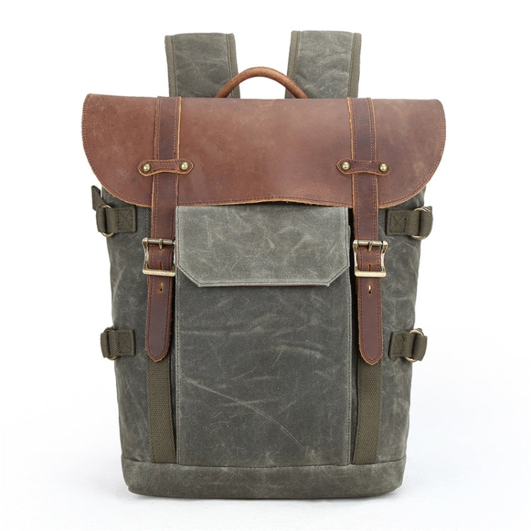 Vintage Camera Bag Waterproof  Canvas Backpack with Laptop Compartment Tripod Holder(Army Green) - Backpack by PMC TechLife | Online Shopping South Africa | PMC TechLife | Buy Now Pay Later Mobicred