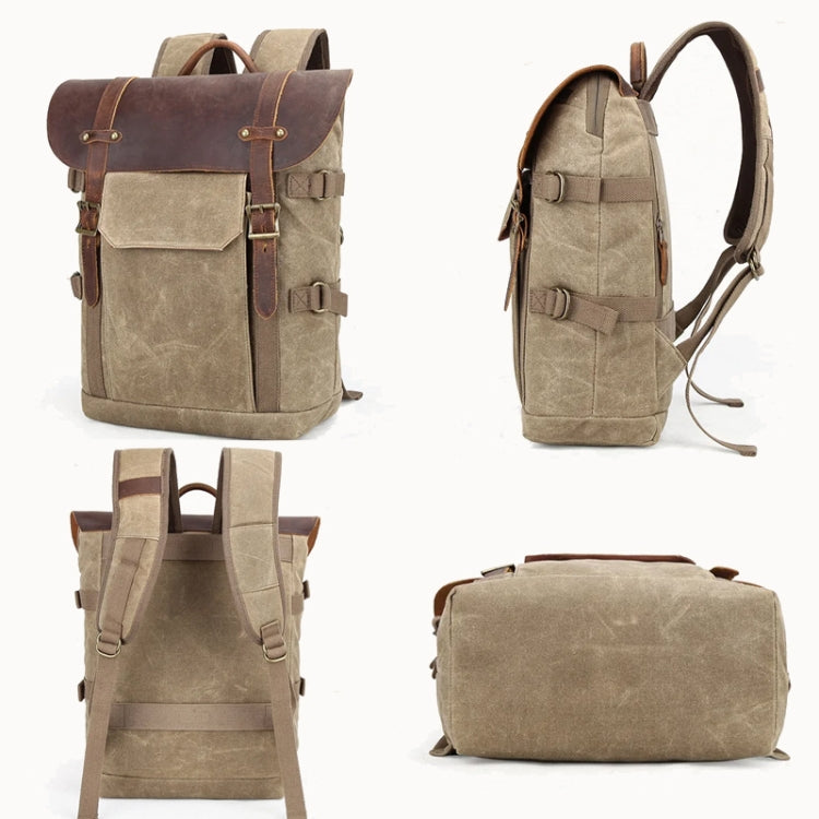 Vintage Camera Bag Waterproof  Canvas Backpack with Laptop Compartment Tripod Holder(Dark Gray) - Backpack by PMC TechLife | Online Shopping South Africa | PMC TechLife | Buy Now Pay Later Mobicred