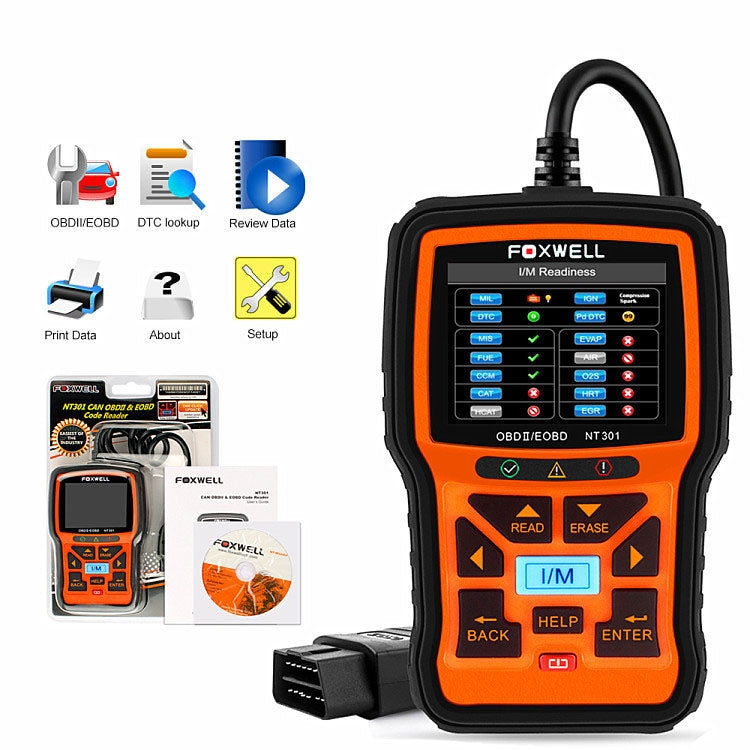 FOXWELL NT301 OBD2 Car Fault Diagnostic Instrument Live Data Code Reader Tool - free shipping - PMC TechLife - Order now!
