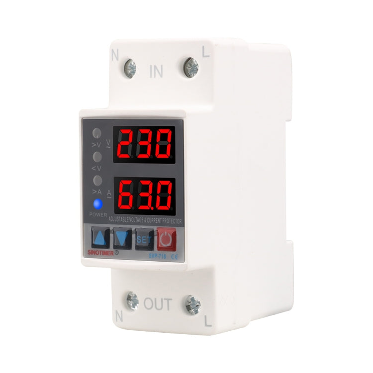 SINOTIMER SVP-718 63A Adjustable Self-resetting Intelligent Over-voltage and Under-voltage Protector 220V AC - Other Tester Tool by SINOTIMER | Online Shopping South Africa | PMC Jewellery | Buy Now Pay Later Mobicred