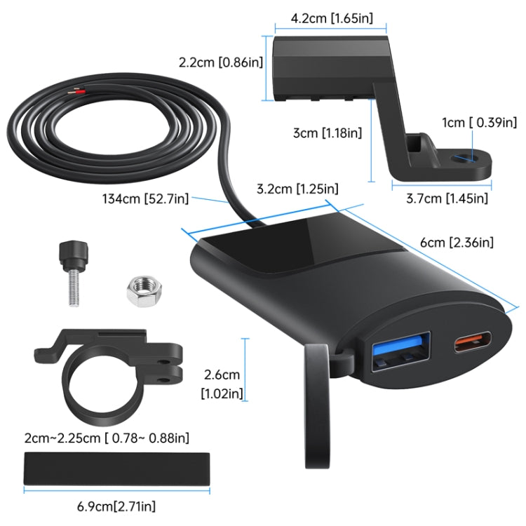 Motorcycle PD+USB Fast Charging Mobile Phone Charger Rearview Mirror Extension Bracket - Battery Charger by PMC TechLife | Online Shopping South Africa | PMC TechLife | Buy Now Pay Later Mobicred