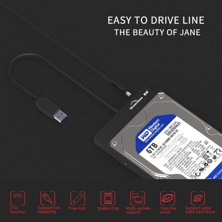 Blueendless US35 USB3.0 To SATA Adapter 2.5 / 3.5-Inch Hard Drive SSD Reader, Spec: Type-C US Plug - USB to IDE / SATA by Blueendless | Online Shopping South Africa | PMC Jewellery | Buy Now Pay Later Mobicred