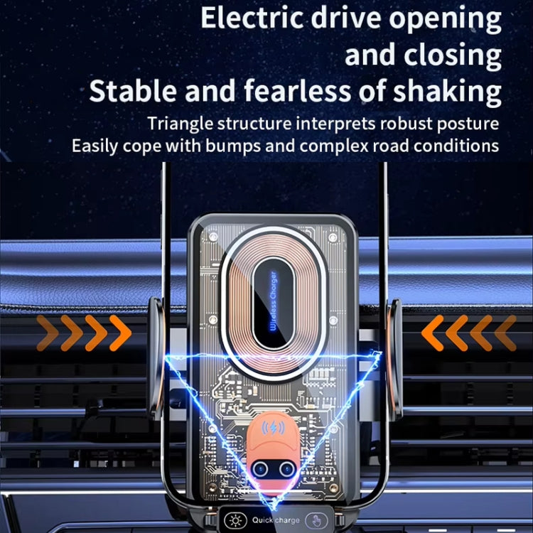 120W Transparent Car Wireless Charger Cell Phone Holder Magnetic Fast Charger(Black) - Wireless Charging Bracket by PMC TechLife | Online Shopping South Africa | PMC TechLife | Buy Now Pay Later Mobicred