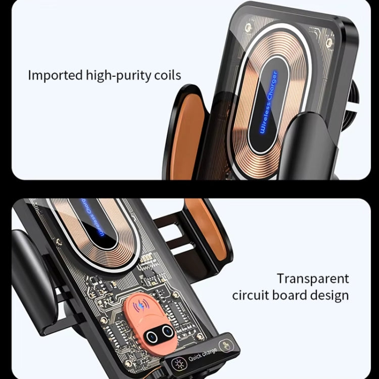 120W Transparent Car Wireless Charger Cell Phone Holder Magnetic Fast Charger(Black) - Wireless Charging Bracket by PMC TechLife | Online Shopping South Africa | PMC TechLife | Buy Now Pay Later Mobicred