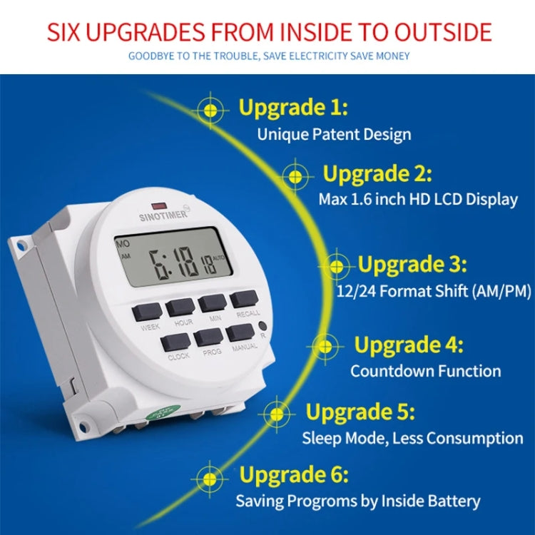 SINOTIMER TM618N-6V 7 Days Weekly Programmable Digital Electronic Timer Switch - Switch by SINOTIMER | Online Shopping South Africa | PMC Jewellery | Buy Now Pay Later Mobicred