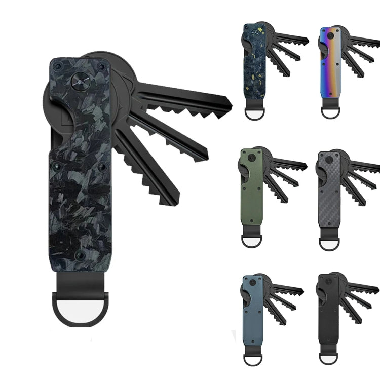 Compact Key Organizer Metal Key Chain Can Hold 2-6 Keys Black Forged Carbon - Key Rings by PMC TechLife | Online Shopping South Africa | PMC TechLife | Buy Now Pay Later Mobicred