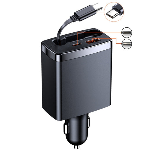Car Retractable Charger One To Three Automobile Cigarette Lighter, Interface: Type-C - Car Charger by PMC Jewellery | Online Shopping South Africa | PMC Jewellery | Buy Now Pay Later Mobicred