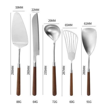 304 Stainless Steel Walnut Handle Cooking Tools Home Restaurant Kitchen Gadgets, Style: Cake Spatula - Cooking Tools by PMC Jewellery | Online Shopping South Africa | PMC Jewellery | Buy Now Pay Later Mobicred