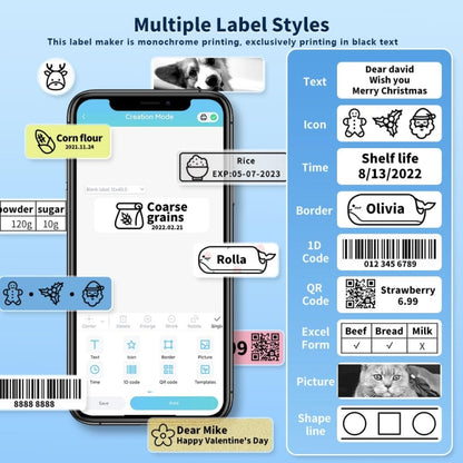 Phomemo D30 Thermal Label Printer Portable Bluetooth Mini Label Maker Machine With 3 Rolls Paper White - Printer by Phomemo | Online Shopping South Africa | PMC Jewellery | Buy Now Pay Later Mobicred