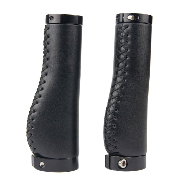 1pair Bicycle Non-Slip Leather Handlebar Grips Mountain Bike Vintage Handlebar Protector(Black) - Bicycle Grips by PMC TechLife | Online Shopping South Africa | PMC TechLife | Buy Now Pay Later Mobicred