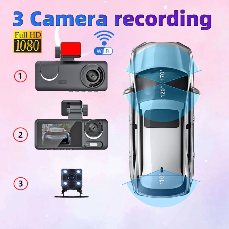 High-Definition Night Vision Driving Recorder, Model: Triple Recording With WIFI Mobile Playback - Car DVRs by PMC Jewellery | Online Shopping South Africa | PMC Jewellery | Buy Now Pay Later Mobicred