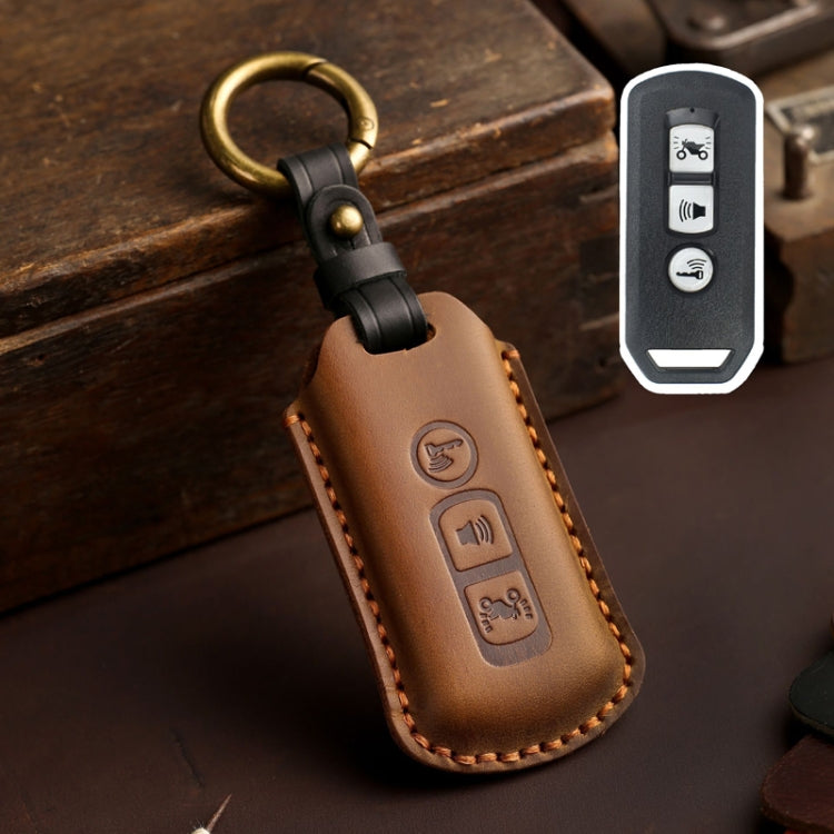 For Honda NS125LA/Lead125/PCX160/Forza 350 Hallmo Motorcycle Key Case, Color: 3 Keys Brown - Car Key Cases by Hallmo | Online Shopping South Africa | PMC Jewellery | Buy Now Pay Later Mobicred