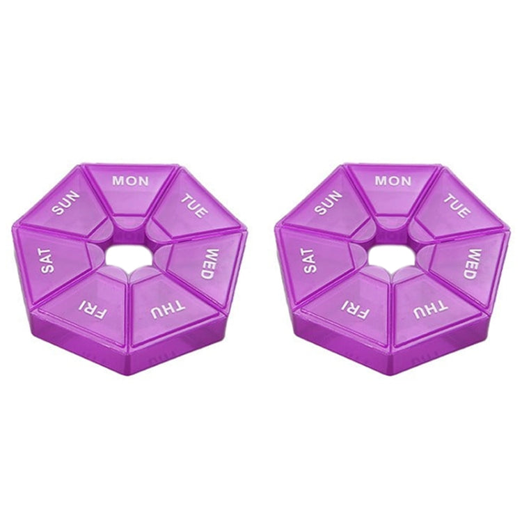 2pcs Portable Transparent Moisture-Proof Weekly 7-grids Pill Storage Box(Purple) - free shipping - PMC TechLife - Order now!