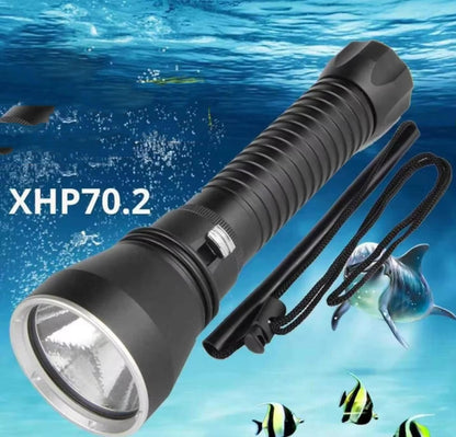 XHP70.2  Diving Flashlight 3000 Lumens IPX8 Waterproof Underwater 80m 5000mAh x 2 Yellow Light - Diving Flashlight by PMC Jewellery | Online Shopping South Africa | PMC Jewellery | Buy Now Pay Later Mobicred