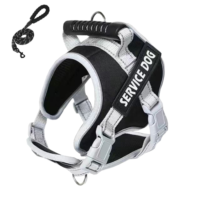 Large Dog Explosion Proof Punch Chest Harness Dog Travelling Leash, Style: Black+1.5m Round Rope(XL) - free shipping - PMC TechLife - Order now!