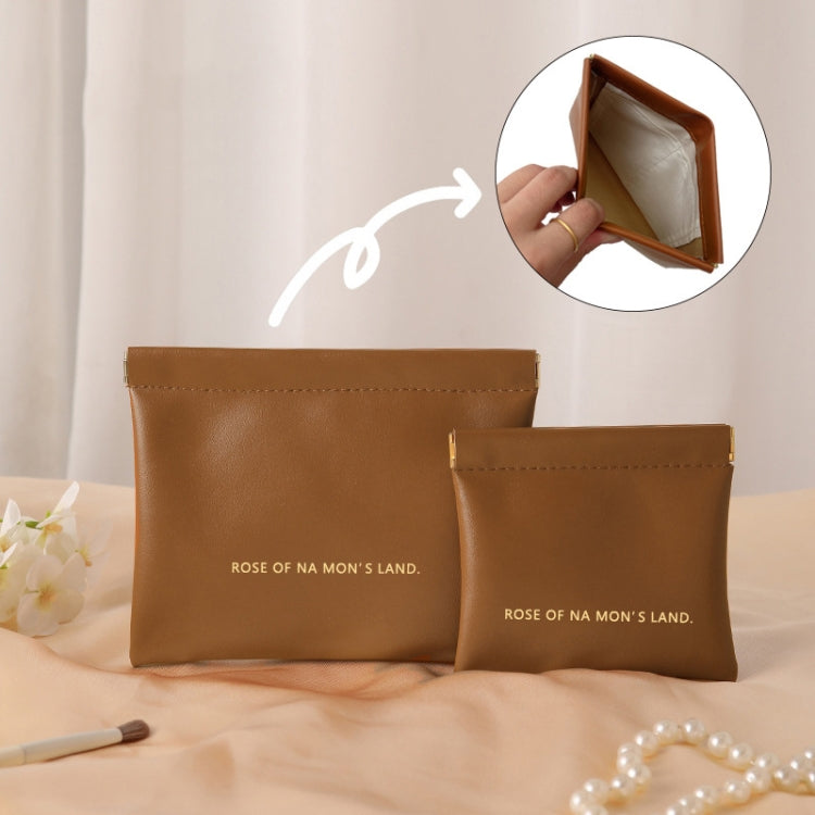 2pcs /Set PU Data Cable Earphone Storage Bag Mini Portable Lipstick Pouch Coin Purse, Size: Large+Small(Brown) - Other Case by PMC Jewellery | Online Shopping South Africa | PMC Jewellery | Buy Now Pay Later Mobicred