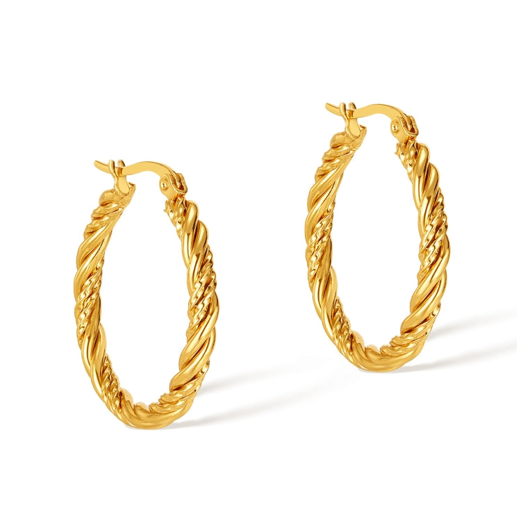 OPK GE960 1pair Stainless Steel Gold Plated Vintage Twist Earrings(Gold) - Stud Earrings & Earrings by OPK | Online Shopping South Africa | PMC Jewellery | Buy Now Pay Later Mobicred