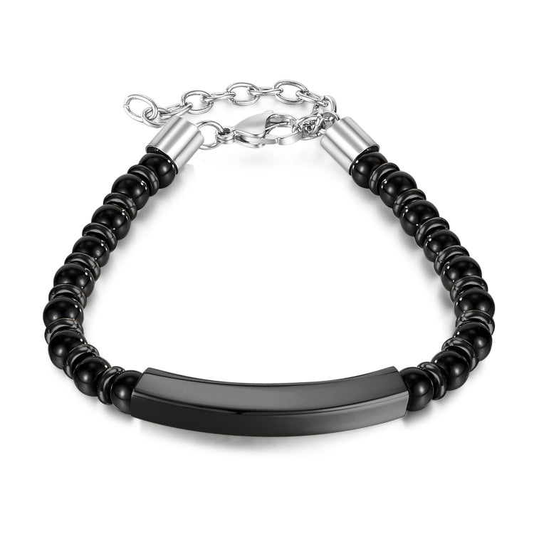 OPK GS1552 Stainless Steel Onyx Beaded Bracelet, Color: Black - Bracelets by OPK | Online Shopping South Africa | PMC Jewellery | Buy Now Pay Later Mobicred