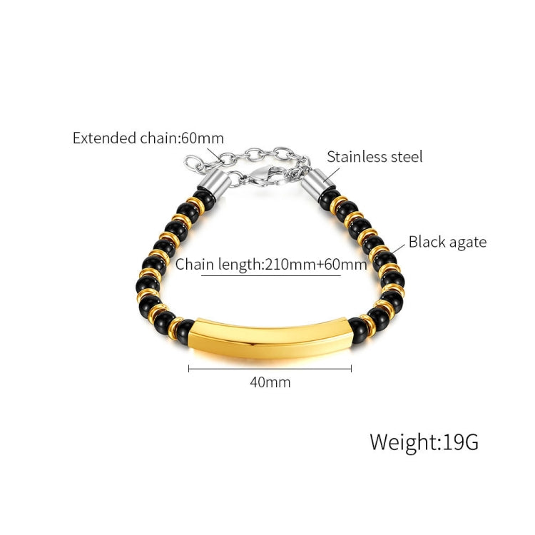 OPK GS1552 Stainless Steel Onyx Beaded Bracelet, Color: Gold - Bracelets by OPK | Online Shopping South Africa | PMC Jewellery | Buy Now Pay Later Mobicred