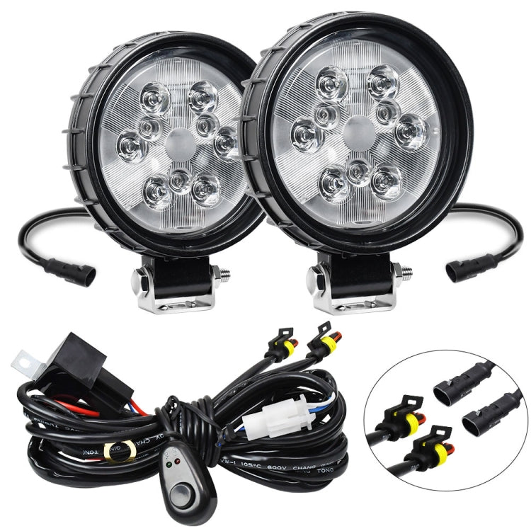 12W 9-30V Car Mixed Light Work Light With Wire Set(Round) - Work Lights by PMC Jewellery | Online Shopping South Africa | PMC Jewellery | Buy Now Pay Later Mobicred