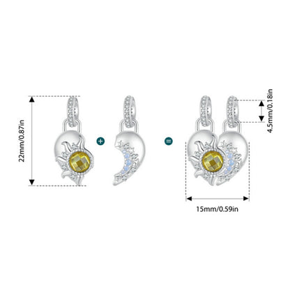 S925 Sterling Silver DIY Detachable Sun Moon Heart Pendant(BSC1034) - Jewelry Accessories by PMC Jewellery | Online Shopping South Africa | PMC Jewellery | Buy Now Pay Later Mobicred