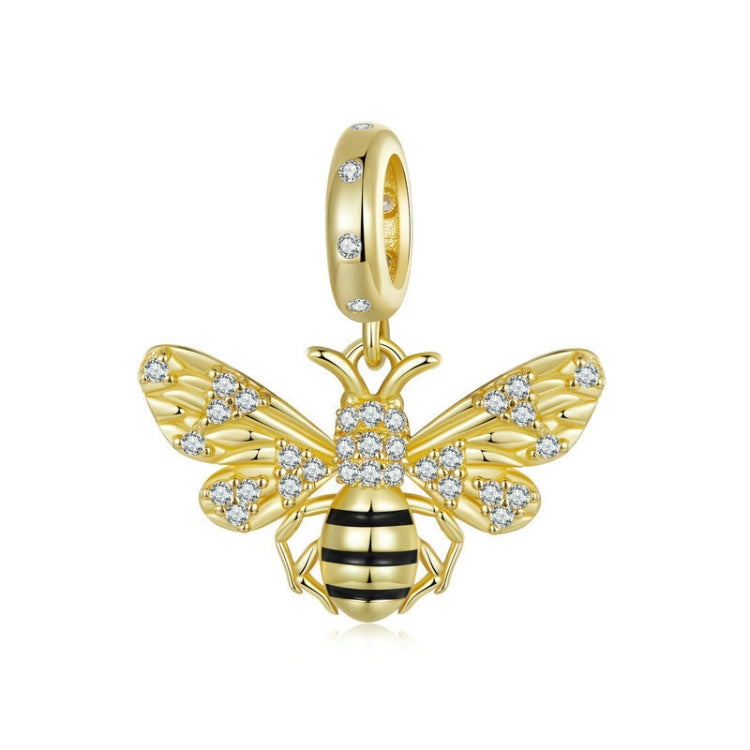 S925 Sterling Silver Gold-Plated Bee DIY Bracelet Pendant(BSC1035) - Jewelry Accessories by PMC Jewellery | Online Shopping South Africa | PMC Jewellery | Buy Now Pay Later Mobicred