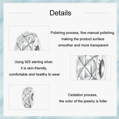 S925 Sterling Silver Diamond Pattern Positioning Clip DIY Bracelet Accessories(SCC2817) - Jewelry Accessories by PMC Jewellery | Online Shopping South Africa | PMC Jewellery | Buy Now Pay Later Mobicred