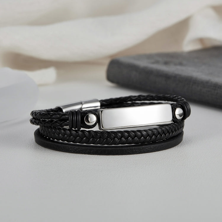 OPK PH1591 Simple Stainless Steel Glossy Multi-Layer Braided Leather Bracelet - Bracelets by OPK | Online Shopping South Africa | PMC Jewellery | Buy Now Pay Later Mobicred