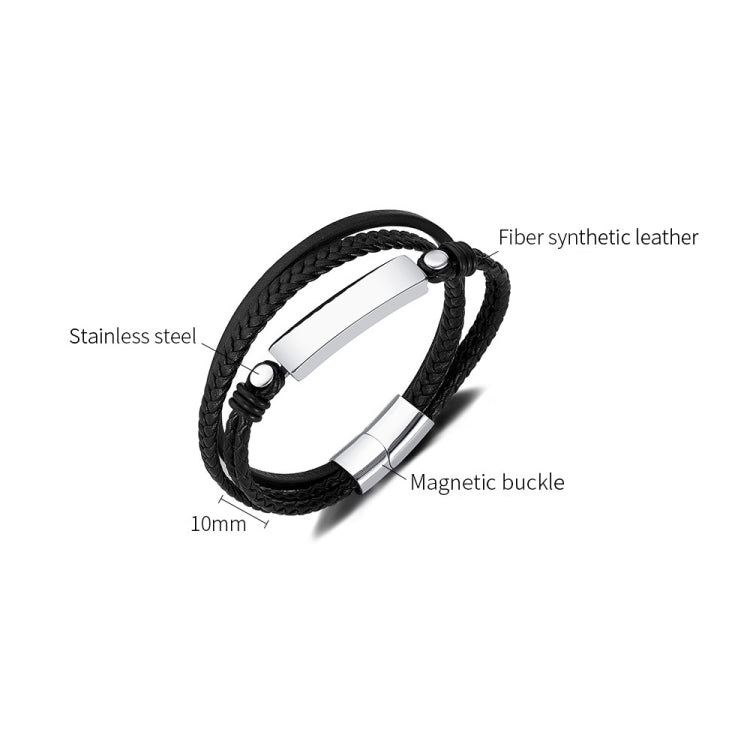 OPK PH1591 Simple Stainless Steel Glossy Multi-Layer Braided Leather Bracelet - Bracelets by OPK | Online Shopping South Africa | PMC Jewellery | Buy Now Pay Later Mobicred