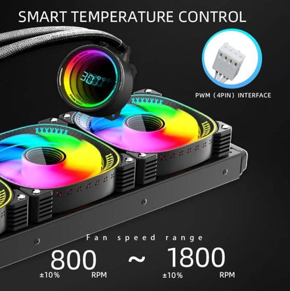 COOLMOON CM-YM-360T Computer ARGB Temperature Display Lens Multi-Platform Integrated CPU Cooler(Black) - Fan Cooling by COOLMOON | Online Shopping South Africa | PMC Jewellery | Buy Now Pay Later Mobicred