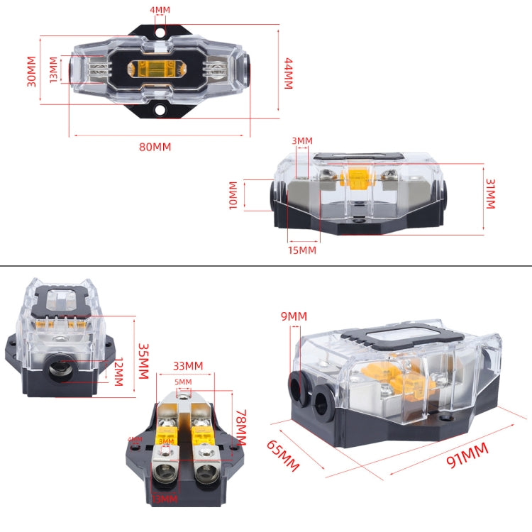 80A Car Audio Amplifier Modified Solid Brass Fuse Holder With Transparent Cover, Specifications: 4-way - Fuse by PMC Jewellery | Online Shopping South Africa | PMC Jewellery | Buy Now Pay Later Mobicred