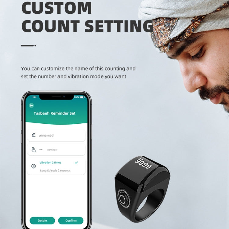 Equantu Smart Bluetooth Finger Counter Muslim Prayer Time Reminder Ring, Style: Gold 18mm - free shipping - PMC TechLife - Order now!