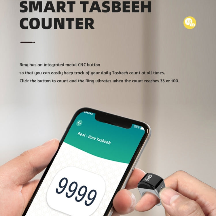 Equantu Smart Bluetooth Finger Counter Muslim Prayer Time Reminder Ring, Style: Gold 20mm - free shipping - PMC TechLife - Order now!