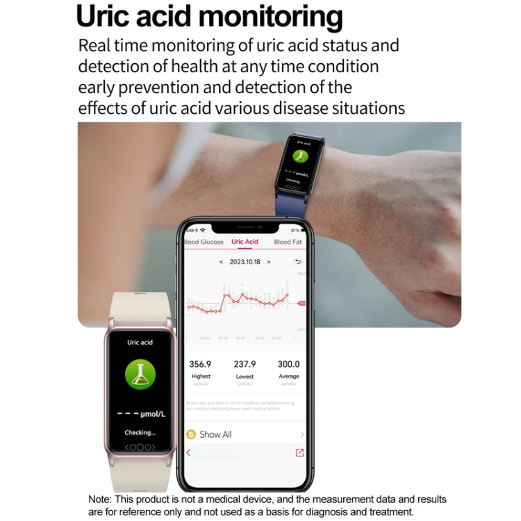 Uric Acid Blood Lipid Noninvasive Blood Sugar Heart Rate Oxygen Temperature Monitoring Smart Healthy Sports Bracelet(Black) - Smart Wristbands by PMC TechLife | Online Shopping South Africa | PMC TechLife | Buy Now Pay Later Mobicred