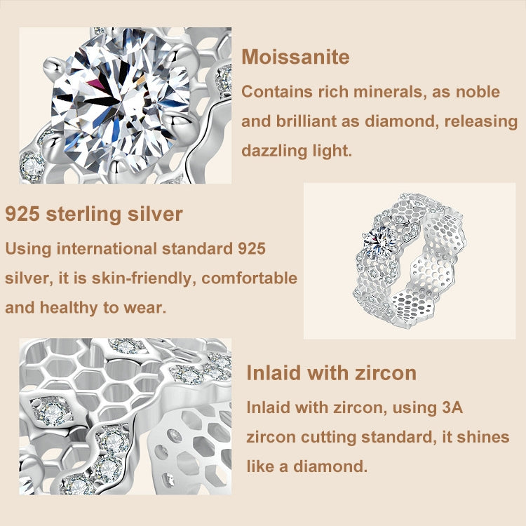 MSR061 S925 Sterling Silver Lace Hollow Moissanite Ring(7) - Rings by PMC Jewellery | Online Shopping South Africa | PMC Jewellery | Buy Now Pay Later Mobicred