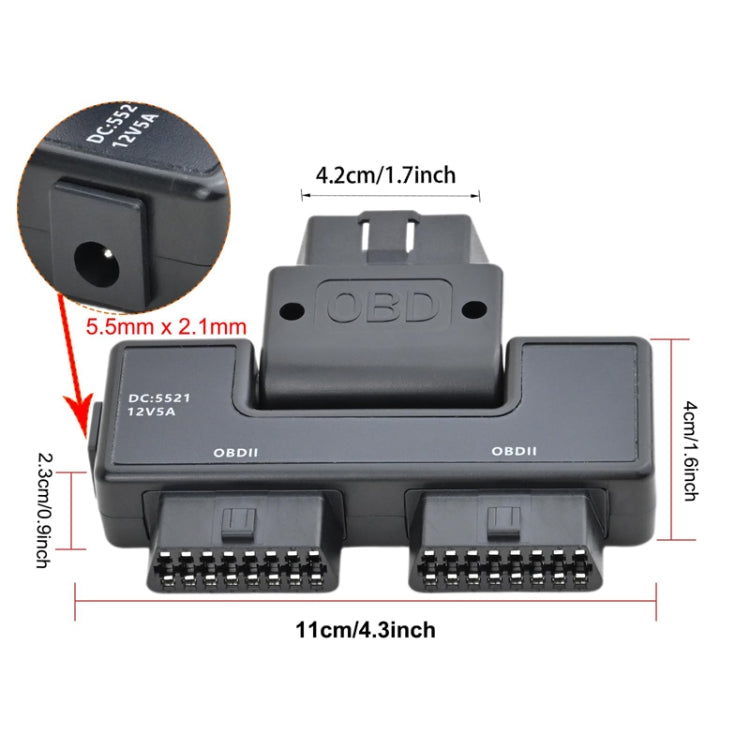 H015 OBD2 Automotive Universal 16Pin 1 To 2 Adapter - Cables & Connectors by PMC Jewellery | Online Shopping South Africa | PMC Jewellery | Buy Now Pay Later Mobicred