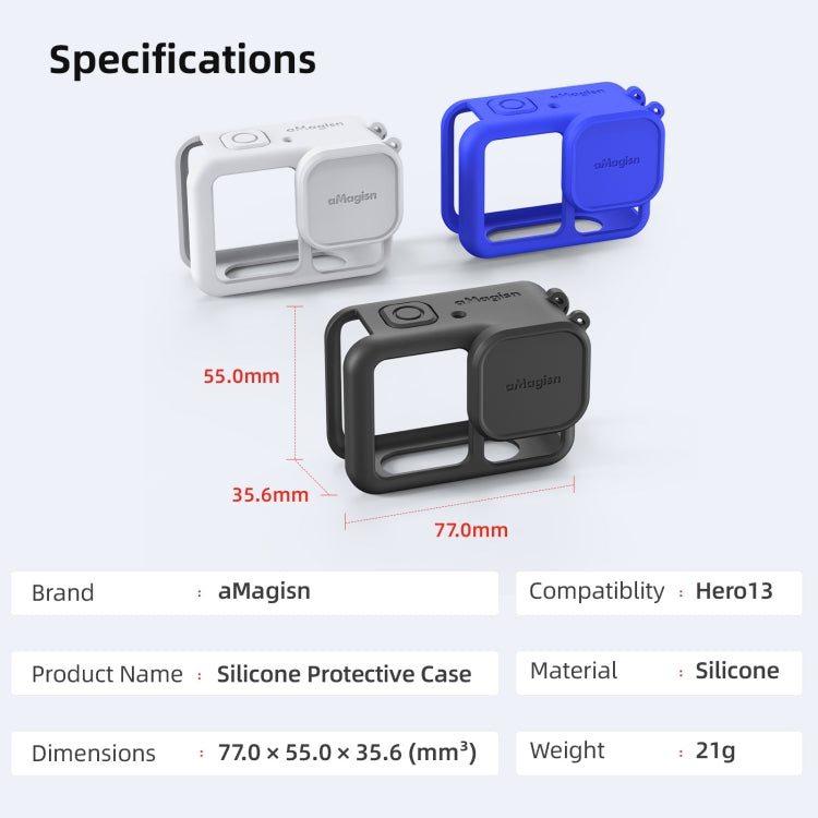 For GoPro HERO13 Black AMagisn Silicone Case Protective Cover(Black) - Silicone Cases by aMagisn | Online Shopping South Africa | PMc TechLife | Buy Now Pay Later Mobicred