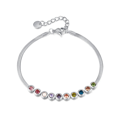 OPK GS1431 Titanium Steel Colorful Zirconia Hand Jewelry Stainless Steel Flat Chain Bracelet, Color: Steel Color - Bracelets by OPK | Online Shopping South Africa | PMC Jewellery | Buy Now Pay Later Mobicred