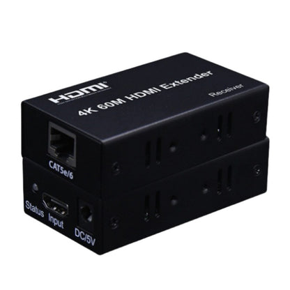 HDMI To RJ45 Single Ethernet Cable 60m Extender 4K HD Cable Signal Amplifier, Transmitter+Receiver US Plug(Black) - Amplifier by PMC Jewellery | Online Shopping South Africa | PMC Jewellery | Buy Now Pay Later Mobicred